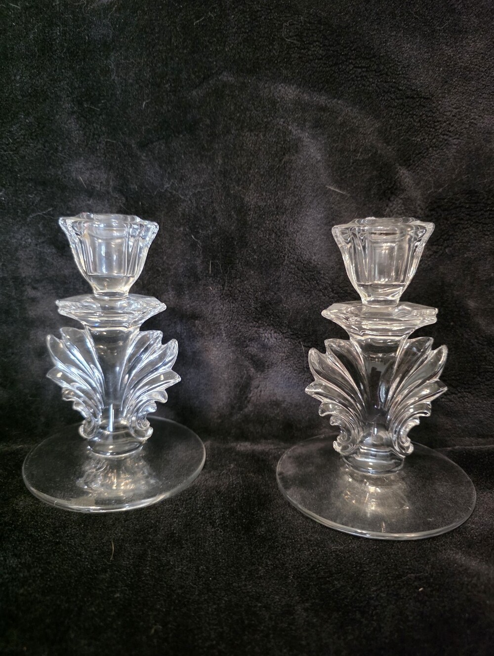 Vintage Clear Crystal Glass Candlestick Holders Fostoria Baroque